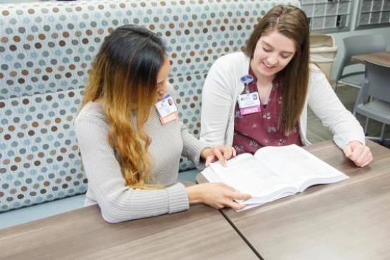 Students reading in a library