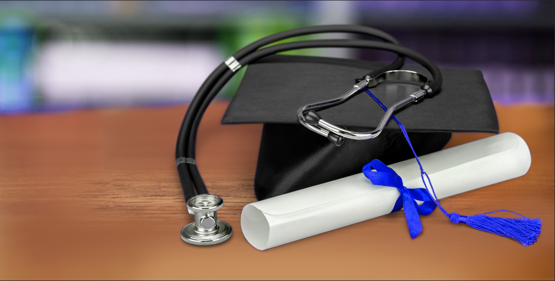 stethoscope and graduation cap