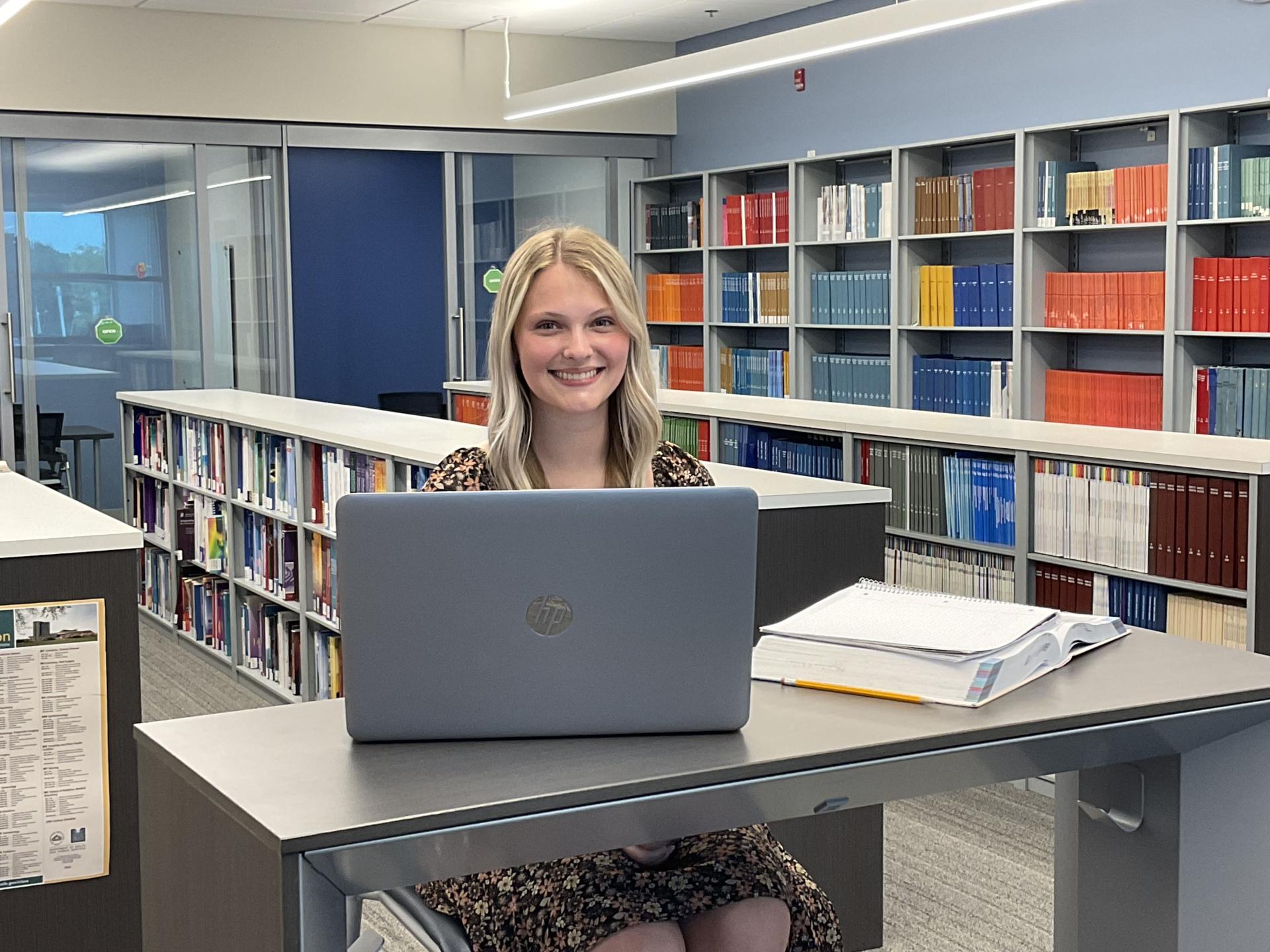 Student Studying in Library